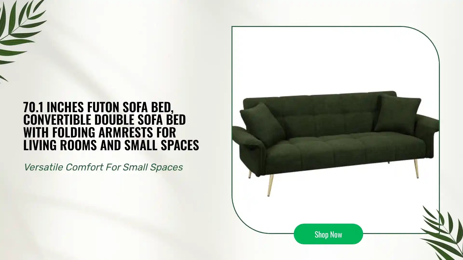 70.1 Inches Futon Sofa Bed, Convertible Double Sofa Bed With Folding Armrests For Living Rooms And Small Spaces by@Outfy