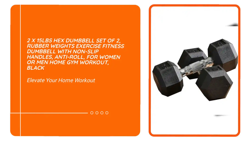 2 x 15lbs Hex Dumbbell Set of 2, Rubber Weights Exercise Fitness Dumbbell with Non-Slip Handles, Anti-roll, for Women or Men Home Gym Workout, Black by@Outfy