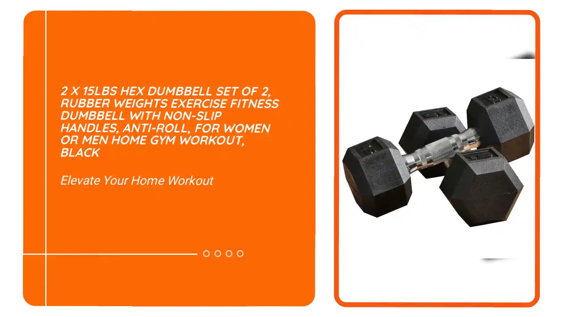 2 x 15lbs Hex Dumbbell Set of 2, Rubber Weights Exercise Fitness Dumbbell with Non-Slip Handles, Anti-roll, for Women or Men Home Gym Workout, Black by@Outfy