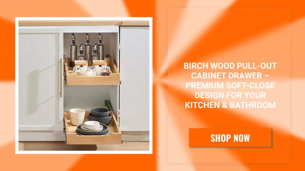 Birch Wood Pull-Out Cabinet Drawer &ndash; Premium Soft-Close Design for Your Kitchen &amp; Bathroom by@Outfy