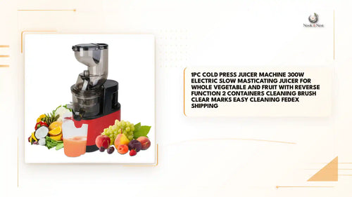 1Pc Cold Press Juicer Machine 300W Electric Slow Masticating Juicer For Whole Vegetable And Fruit With Reverse Function 2 Containers Cleaning Brush Clear Marks Easy Cleaning Fedex Shipping by@Outfy